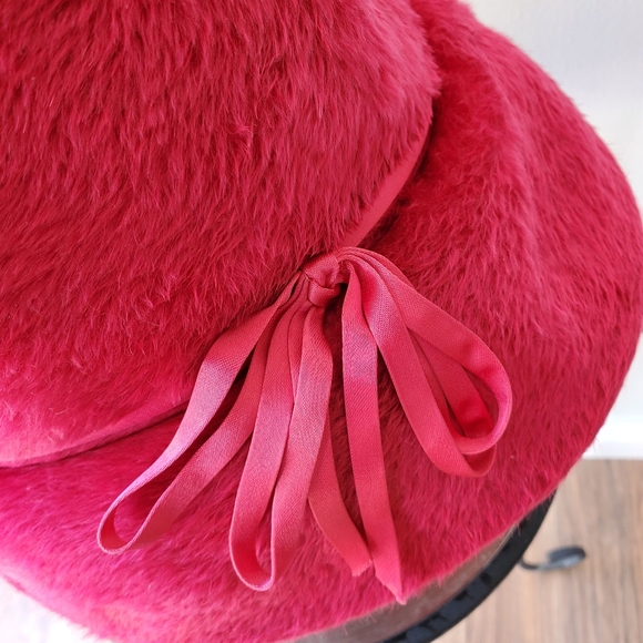 Vintage Adele Claire Cloche Hat Pink Fuzzy - Picture 4 of 7
